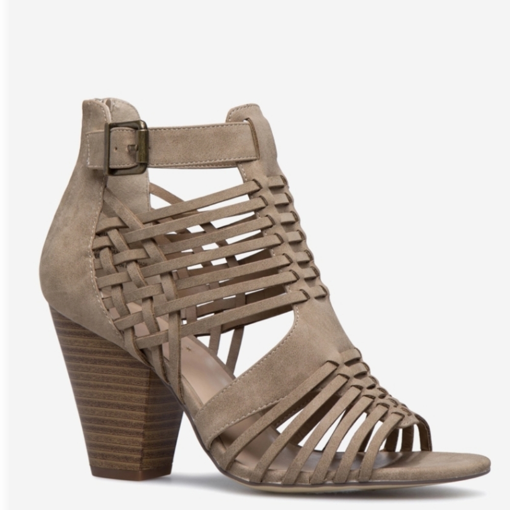 Thandie Taupe Caged Dress Sandals Size 11